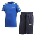 adidas Yb TR 3S Set Tracksuit - Top: Team Royal Blue/Signal Green Bottom: Legend Ink F17/Signal Green S20, 6-7Y