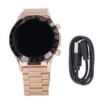 Montre Connect&eacute;E Pour Hommes Et Femmes, &eacute;Cran Ips De 1,32 Pouces, Moniteur D'activit&eacute;, Fitness, Bluetooth, Cadran En Acier Avec Ruban Dor&eacute; Et Noir