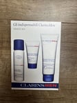 CLARINS MEN GIFT SET 50ML ENERGIZING GEL + 30ML SHAMPOO & S/G + 30ML ACTIVE FACE