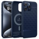 Caseology Parallax Mag Compatible with iPhone 15 Pro Case [Magnetic] [Military Grade Drop Protection] with Side Grip Patterns iPhone 15 Pro Case - Midnight Blue