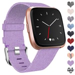 Ouwegaga Compatible with Fitbit Versa Strap/Fitbit Versa 2 Strap, Woven Bands Replacement Sport Wristband Compatible with Fitbit Versa Smartwatch Small, Lavender