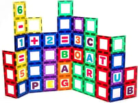 Playmags 80 Pcs Magnetic Tiles Building Set - Magnetic Tiles For Kids - 40 Stro