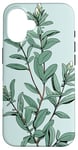 iPhone 16 Leaves Botanical Plant Line Art Sage Green Wildflower Floral Case