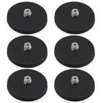 MAGXCENE Lot de 6 aimants en néodyme caoutchoutés Ø 43 mm avec filetage puissant 15 kg Force d'adhérence M4 Filetage intérieur Socle de montage magnétique pour bandes lumineuses Caoutchouc rond