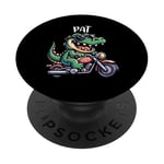 Pat Funny Alligator Moto Design pour garçon Nom Pat PopSockets PopGrip Adhésif