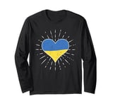 Ukrainian Flag Vintage Heart Ukraine Fan Retro Long Sleeve T-Shirt