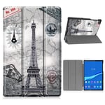 Lenovo Tab M10 FHD Plus kolminkertainen nahkakotelo - Eiffel-Torni Monivärinen