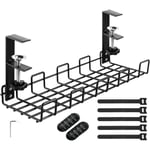 Plateau de gestion des câbles sous le bureau, aucun perçage requis, lot de 1 noir, support de câble de bureau facile à assembler, acier au carbone,