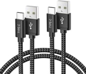 Câble Chargeur Usb Type C 2m 2-Pack,Cordon Charge Nylon Pour Ipad 10 Pro 11 12.9 Air 4 5 Mini 6 2022,Iphone 16 15,Samsung Galaxy A54 A52,A12,A32,A53,A71,A72,S24 S23,Z Fold Flip 4 5,Moto G9.[V873]