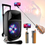 Enceinte mobile Nomade Bluetooth 300W PARTY-8LED Micro Karaoke - Enceinte perche à selfie FREESOUND-SELFIE Musique Fête Soirée