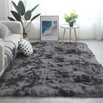 Tapis Chambre Shaggy Tapis Pour Salon Tapis De Sol Grand pour Couloir Soft Tapis à Poils Longs Moelleux Tapis Antidérapant Intérieur Moelleux Pour Salon Chambre Enfants(Gris noir,185*185 cm)