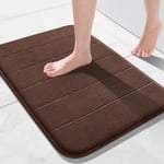 Yimobra Memory Foam Bath Mat Large Size, 43 x 61 cm, Soft and Comfortable, Super Water Absorption, Non-Slip, Thick, Machine Wash, Easier to Dry for Bathroom Floor Rug, Brown