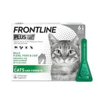 FRONTLINE Plus Flea & Tick Treatment for Cats and Ferrets - 6 Pipettes