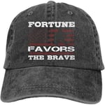 Eoinch Fortune Favors The Brave Sandwich Cap Denim Hats Baseball Cap