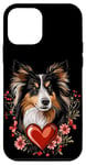 Coque pour iPhone 12 mini Fleurs de la Saint-Valentin Collie Chien Coeur