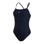 Speedo Women's Eco Endurance+ Thinstrap 1 Piece Swimsuit | Athletic Fit | Classic Design| Recycled Fabric | Chlorine Resistant | Extra Flexibility, True Navy, 38