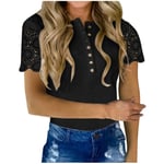 2021 New Casual V Neck Shirt Summer Tops for Women Summer Outfits Womens Tops Black S