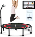 DH FitLife Trampoline de Fitness Pliable Silencieux - Suspension en Corde en Caoutchouc sans Installation - Trampoline de 50 Pouces de 128 cm pour Saut intérieur extérieur - avec poignée réglable