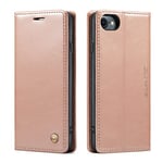 QLTYPRI Case for iPhone 7/8/SE 2020/SE 2022 5G, Vintage PU Leather Wallet Case Card Slot Kickstand Magnetic Closure Shockproof Flip Folio Case Cover for iPhone SE 2022/SE 2020/8/7 - Rose Gold