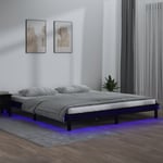 Lit double pour adulte Cadre de lit - à led Noir 140x190 cm Bois massif BV513934