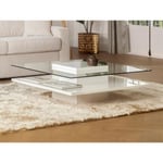 Vente-unique Table basse ISANIA - Verre trempé & MDF blanc