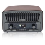 Radio Numérique Portable Vintage DAB+/FM Bluetooth USB, Stéréo, Double Réveil, , Bois, Roadstar, HRA-270D+BT