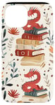 Coque pour iPhone 15 Motif de ver de bibliothèque Cute Dragon Books Cottagecore