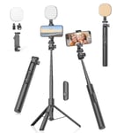 Gahenwo Vlogging Kit, 61" Selfie Stick with Phone Light, All-in-1 Phone Tripod with Light & Wireless Remote, Portable Phone Tripod Stand compatible with iPhone/Android/Action Camera