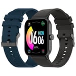 ECHO Rainbow Lite - Montre Connectée Homme 1.83'' Gris Métal - Appel Bluetooth/sans Fil & Capteurs Santé - Modes Sport avec Coaching - 2 Bracelets Gomme - Légère & étanche - Android/iOS