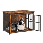 Feandrea Meuble Cage pour Chien, Table d’Appoint, Niche Moderne pour Chiens Jusqu’à 32 kg, Cage Solide pour Chien avec Fond Plein, Maison de Chien à Double Porte, Marron Rustique PFC023X01