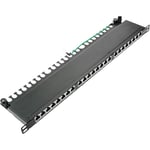 Patch panel rack 24 RJ45 Cat.6A ftp 0.5U noir avec peigne pour la gestion des câbles - Rackmatic