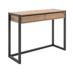 Abitare - Table console 100x35 cm chêne artisanal et gris anthracite avec deux tiroirs - Lentini