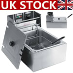 6L 2200W Electric Deep Fat Chip Fryer Non Stick Pan Safe Basket Handle with Lid