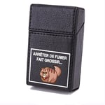 Etui Boite en Cuir Paquet De Cigarette Noir Humour Chat