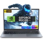 PC Portable NVIDIA GeForce MX330 Graphique, 16 Go DDR4 512 Go SSD Intel Alder Lake N95(Jusqu'à 3,4 GHz) Ordinateur Portable léger avec 15,6 Pouces Double Wi-Fi BT5.0 USB 3,0-AZERTY