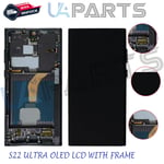 For Samsung Galaxy S22 Ultra S908 OLED LCD Touch Screen Digitizer Display Frame