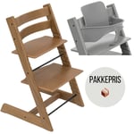 PAKKE, Stokke Tripp Trapp® chair + baby set – oak brown - Storm Grey