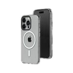 RhinoShield Coque Clear Compatible avec Magsafe pour [iPhone 15 Pro Max] | Force magnétique supérieure, Haute Transparence et résiste au jaunissement. Personnalisable - Noir Contour objectifs Photo