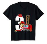 Youth 3 Year Old Firefighter Birthday Tee Fire Truck 3rd Birthday T-Shirt