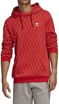 Adidas Mono Aop Hoodie Sweatshirt - Lush Red/Still Orange, Large