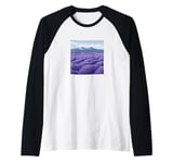 Lavender Fields In Bloom Vintage Landscape Graphic Raglan Baseball Tee