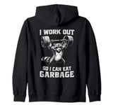 I Work Out So I Can Eat Garbage Racoon Gym Lifting Weights Zip Hoodie