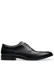 Clarks Brandon Limit Brogue Shoes - Black, Black, Size 8, Men