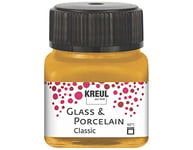 Kreul 16247 - Glass & Porcelain Classic metallic Gold, en pot de 20 ml, peinture brillante pour verre et porcelaine à base d'eau, séchage rapide, opaque, Or