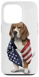 Coque pour iPhone 13 Pro Beagle Dog Patriot Wrap dans le drapeau des USA American Spirit