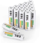 EBL 16pcs 2800mAh Ni-MH Rechargeable AA Batteries, High Capacity AA Battery with