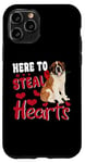 iPhone 11 Pro Here To Steal Hearts Funny St Bernard Dog Valentines Day Case