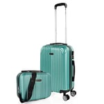 ITACA - Valise Cabine 55x40x20, Valise Cabine, Valise À roulettes, Valise Roulette, Valise Rigide, Résistant, Légère, Bleu verdâtre