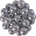 Pracht Rayher 14402561 Renaissance Lot de 25 Perles de Cire en Verre Gris argenté Ø 8 mm