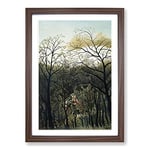 Big Box Art Rendezvous in The Forest by Henri Rousseau Framed Wall Art Picture Print Ready to Hang, Walnut A2 (62 x 45 cm)